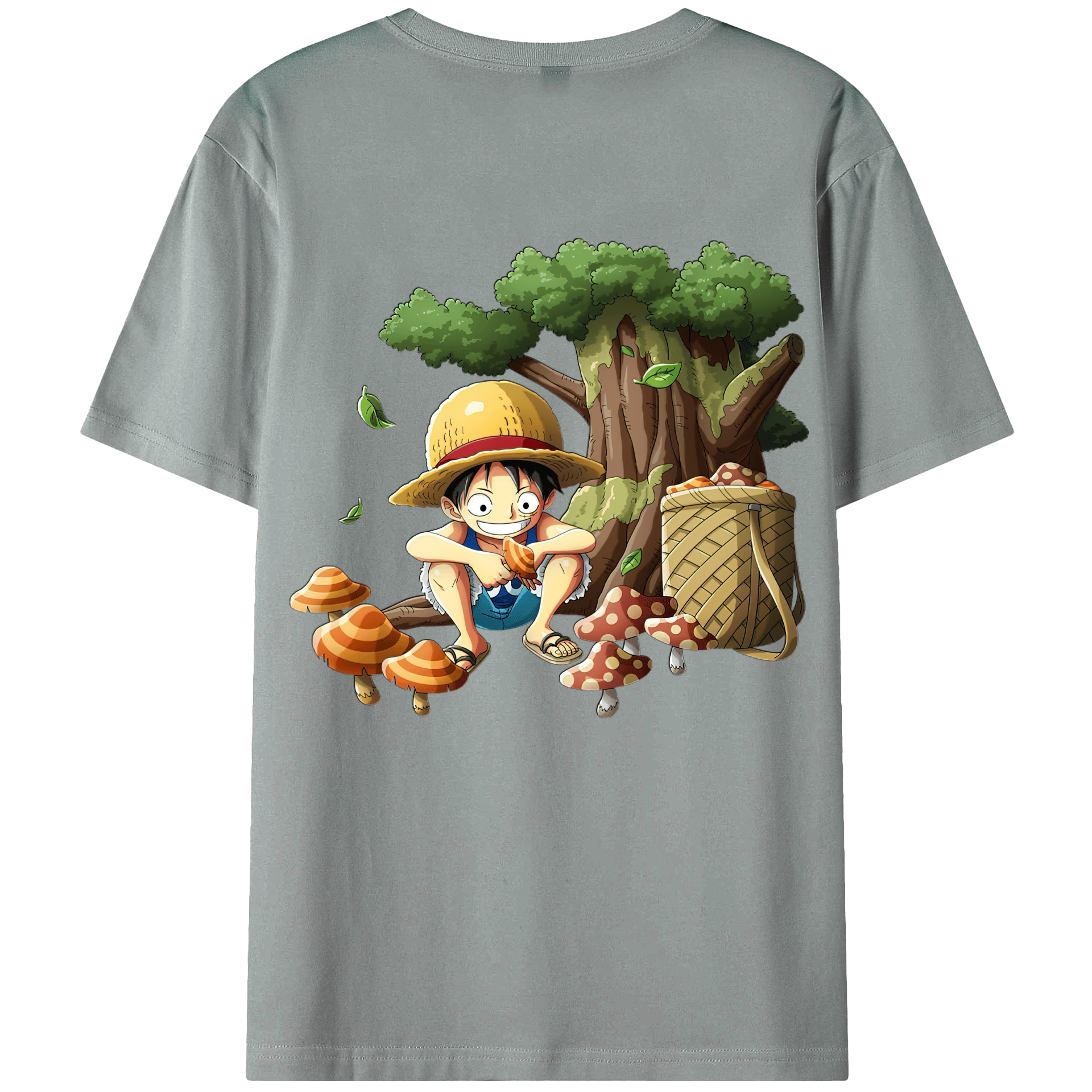（画像用） ワンピース モンキー・D・ルフィ ONE PIECE Monkey D. Luffy 綿100％ メンズ半袖Tシャツ（バックプリント） 通気性